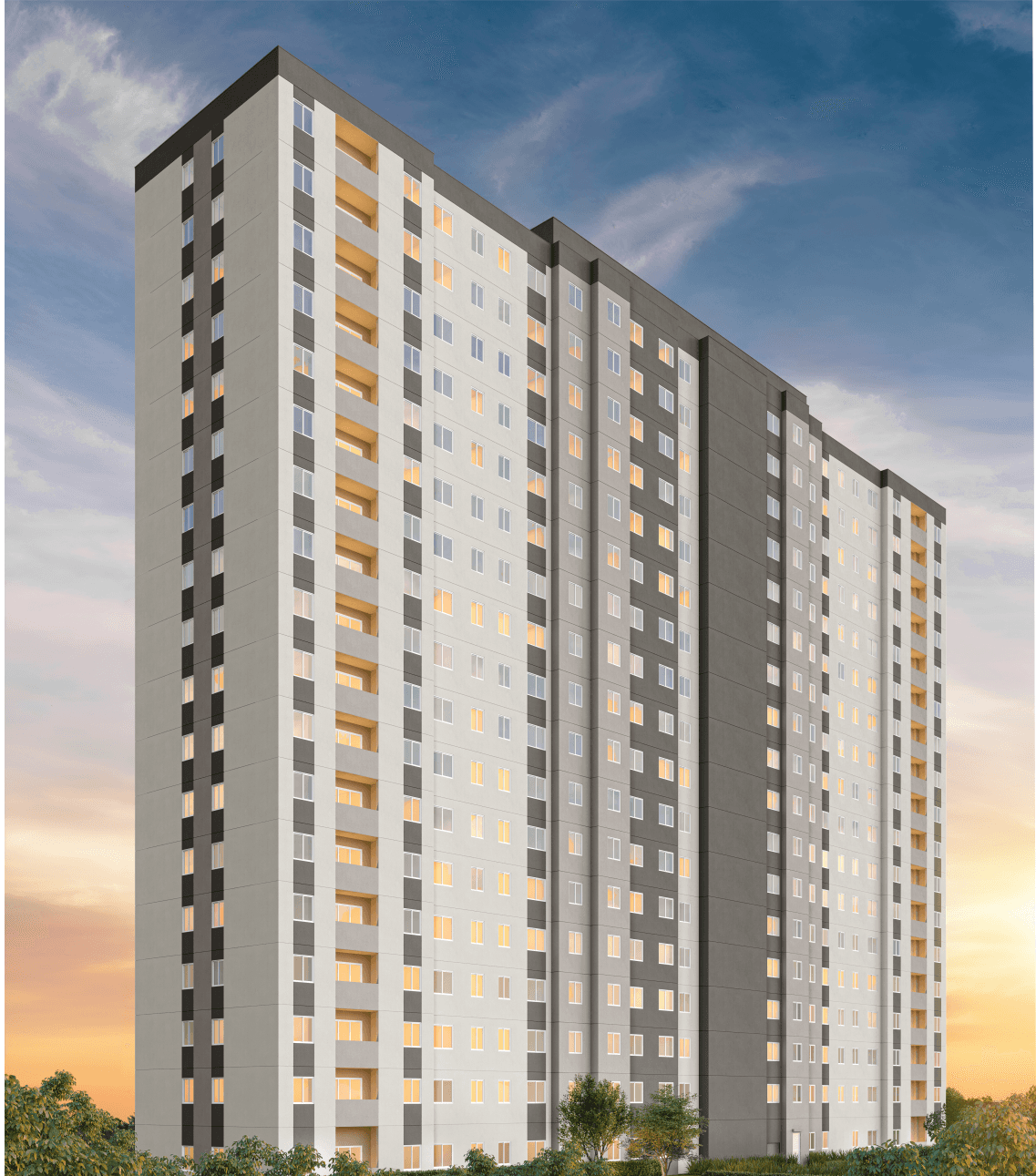 Fachada, projeto com 4 torres , com 17 andares cada