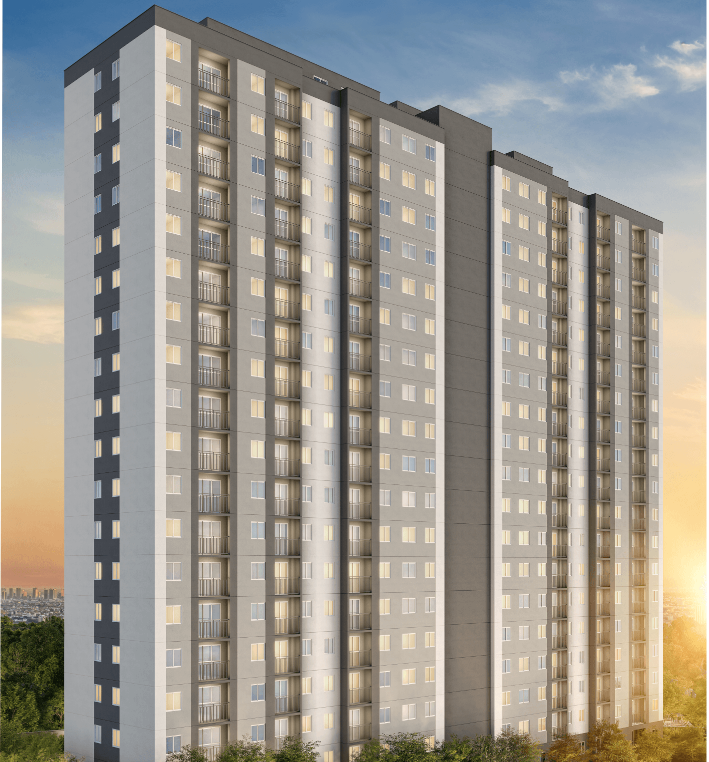2 Torres, torre 1 com 21 andares e torre com 18 andares